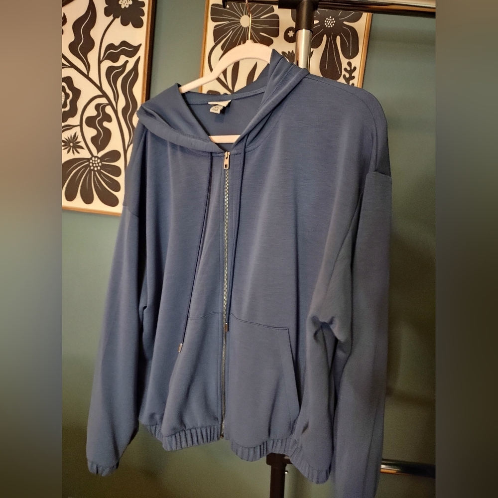 A New Day Slate Blue Casual Hoodie